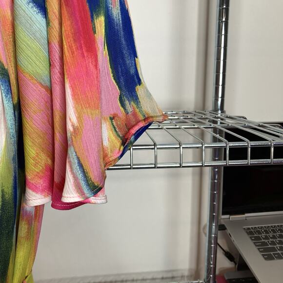 Trina Turk Women's Abstract Off Shoulder San Onofre Maxi‎ Dress Size S Vibrant - Picture 8 of 12